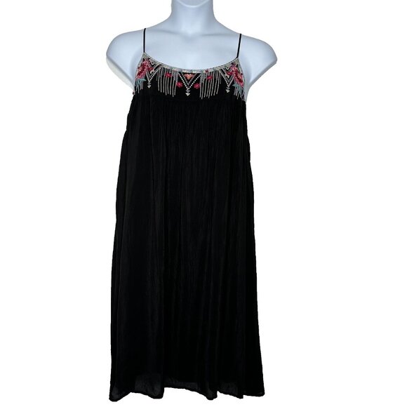 Johnny Was Lisa Babydoll Dress Black Embroidered Sleeveless XL - Picture 1 of 10